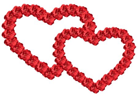 two framed heart of flowers isolated on a white backgroundの写真素材