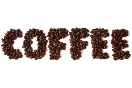 word coffee made of coffee beansの写真素材