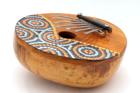 traditional african musical instrument kalimba isolated on whiteの写真素材
