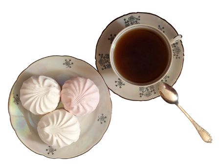 cup of tea and zephyr top viewの写真素材