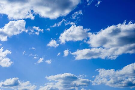 blue sky with a lot of cloudsの写真素材