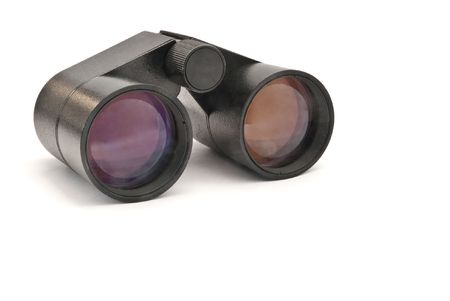 black binoculars isolated on white backgroundの写真素材