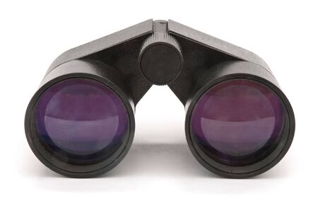 black binoculars isolated on white backgroundの写真素材