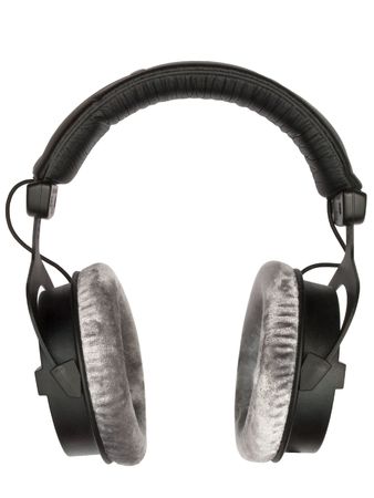 professional headphones isolated on white backgroundの写真素材