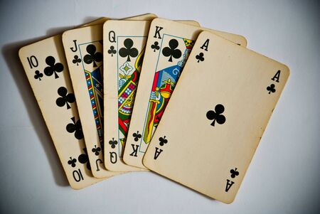 playing cards showing royal flush
