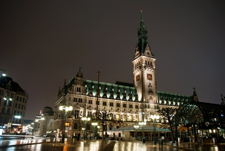 beautiful cityscape of old church in hamburgの写真素材