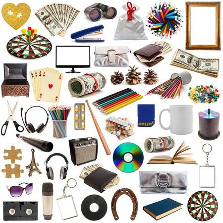collection of objects isolated on white background collection of objects isolated on white background