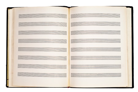 notebook for musical notes isolated on a white backgroundの写真素材