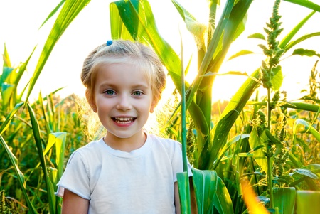 portrait of beautiful little girl in a meadow