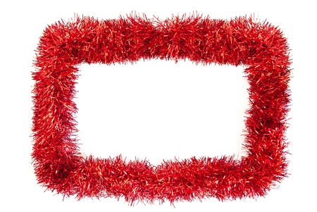christmas tinsel frame with space for textの写真素材
