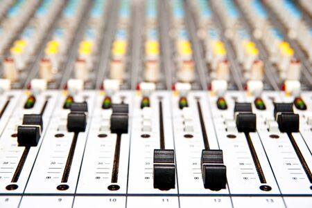 music mixer in studio closeup