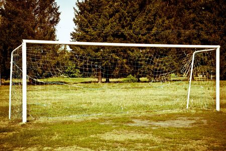 soccer goal in the park outdoorsの写真素材