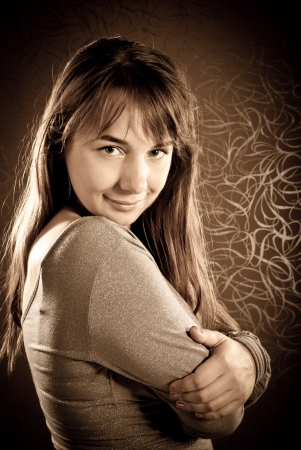 fashion woman portrait studio shotの写真素材