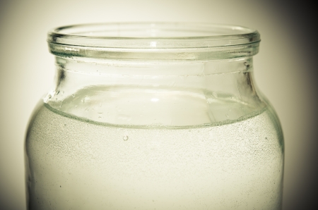 cup of water on a grey backgroundの写真素材