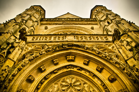 old gothic church in Compiegne, Franceの写真素材