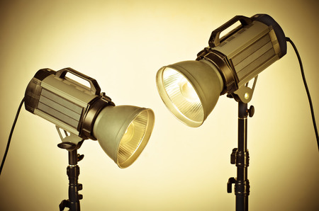 studio flash on a tripodの写真素材