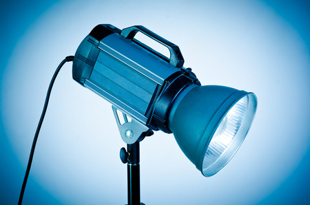 studio flash on a tripodの写真素材