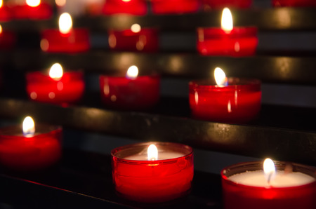 a lot of candles in churchの写真素材