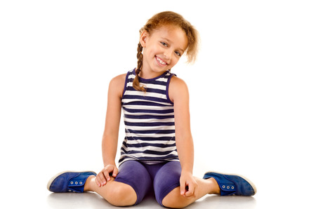 little girl isolated on a white backgroundの写真素材