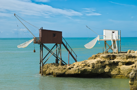 Fishing hut in saint palais sur merの写真素材
