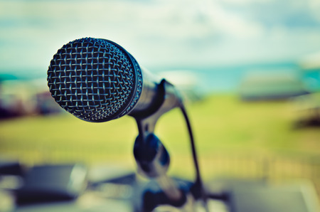 microphone on a stage outdoors