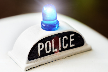 an artificial toy of police siren closeupの写真素材