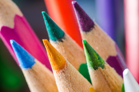 a lot of pencils macroの写真素材