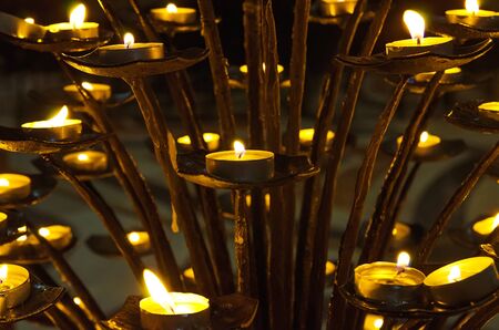a lot of candles in churchの写真素材