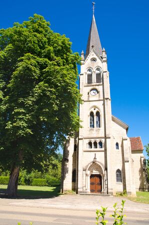 old rural church in france on a sunny dayの写真素材