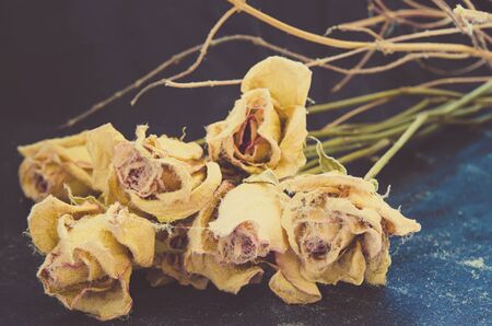 bouquet of a withered rosesの写真素材