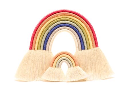 macrame rainbow isolated on a white backgroundの写真素材
