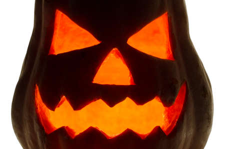 pumpkin face isolated on a white backgroundの写真素材