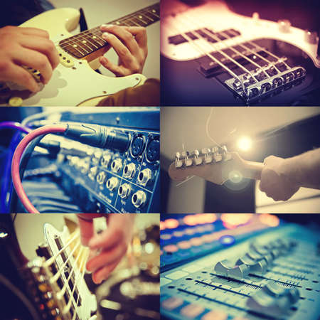 electric guitar recording at the music studio