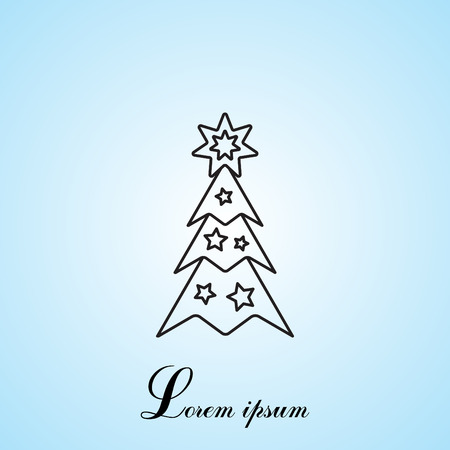 Fir tree vector line icon.のイラスト素材