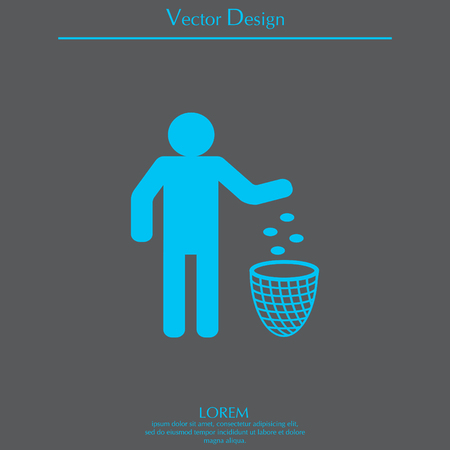Silhouette of a man, throwing garbage in a binのイラスト素材