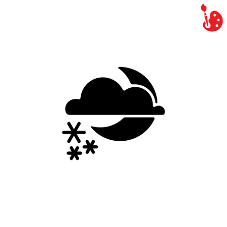 Web icon. Moon, clouds and snow. Night snowのイラスト素材