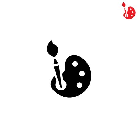 Web icon. Brush and paint, palette with paints and brushのイラスト素材
