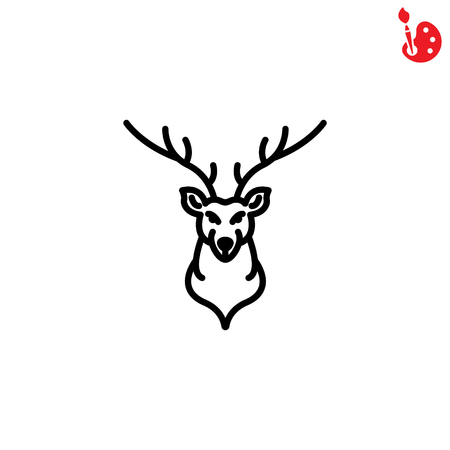 Web line icon. Deer; wild animalsのイラスト素材