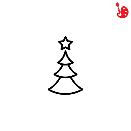 Web line icon. Christmas treeのイラスト素材