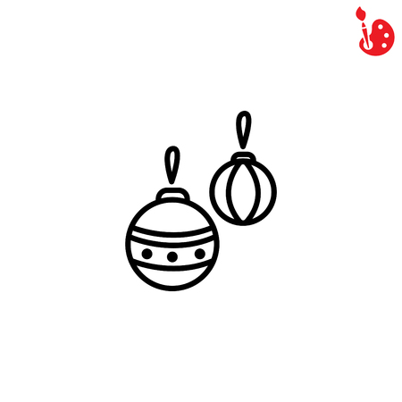 Web line icon. Decorations for the Christmas tree, Christmas ballsのイラスト素材