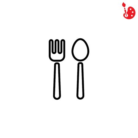 Web line icon. Cutlery (fork and spoon)のイラスト素材