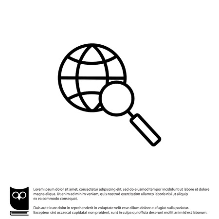 Web line icon. Globe and loupeのイラスト素材