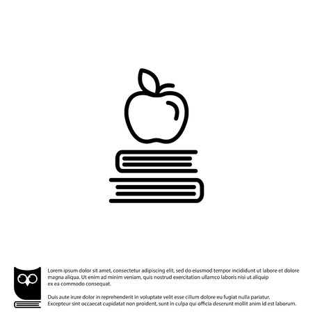 Web line icon. Apple on books, knowledge iconのイラスト素材