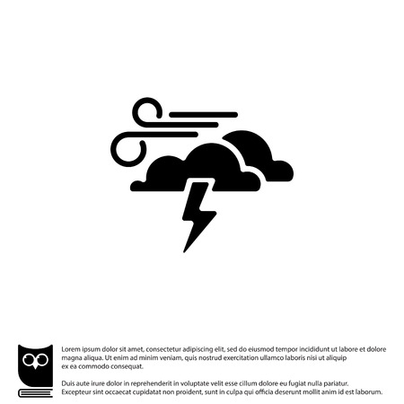Web icon. Haze (storm). Lightning, clouds and wind. Windy weatherのイラスト素材