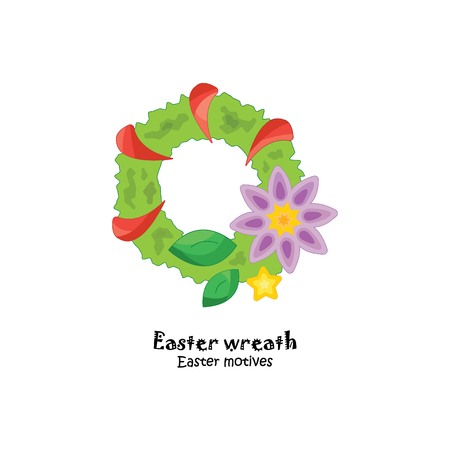 Color vector illustration. Easter wreathのイラスト素材