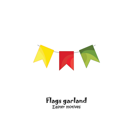 Color vector illustration. Flags garland, holiday decorationのイラスト素材