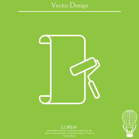 Wallpaper hanging process with roller.のイラスト素材