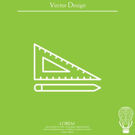 Pencil and ruler line iconのイラスト素材