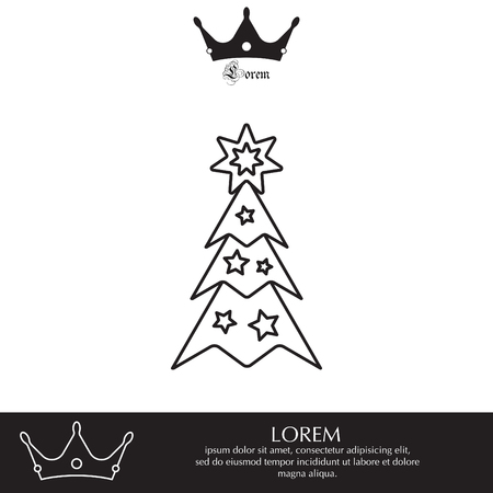 Fir tree vector line icon.のイラスト素材