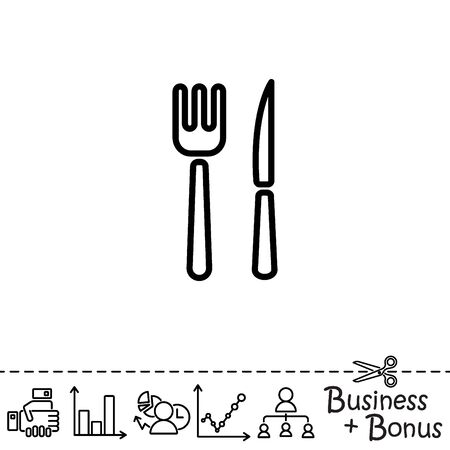 Web line icon. Cutlery (fork, knife)のイラスト素材